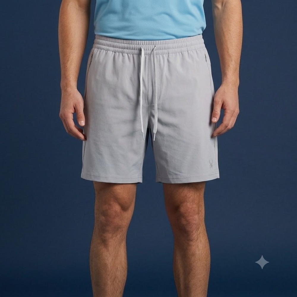 Spyder Active Shorts Mens XXL‎ Grey Polyester Stretch Athletic Gym Training